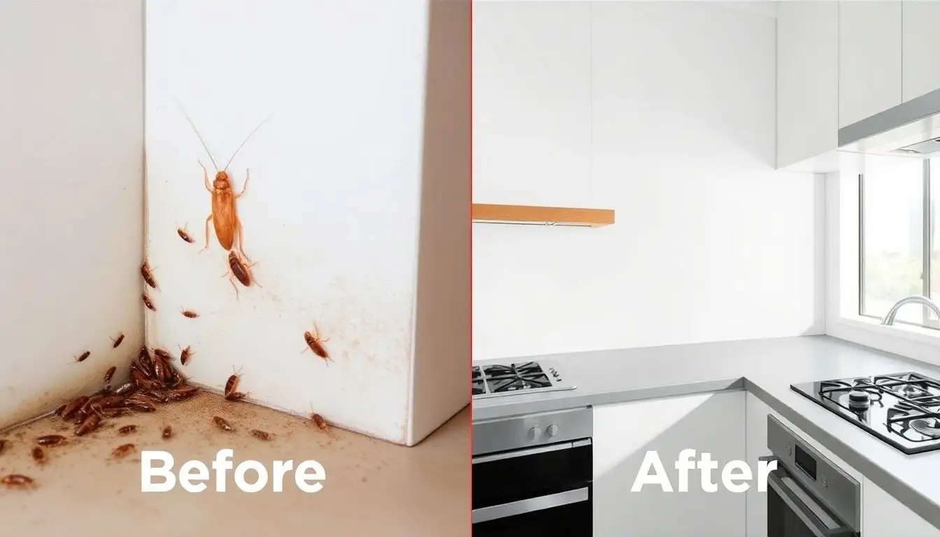Cockroach control before and after