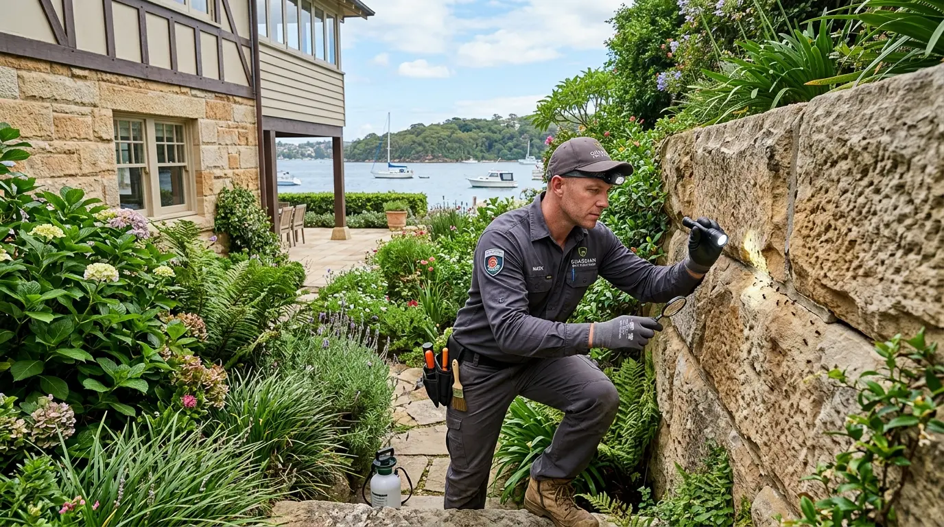 Pest control inspection in Cremorne Point garden
